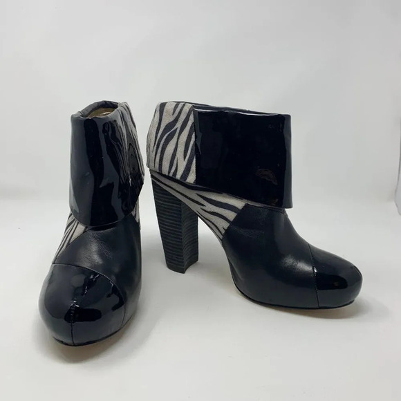 Matt Bernson Special Project‎ Triad Zebra Bootie Foldover Pullon Heel Size 8 - Picture 3 of 8